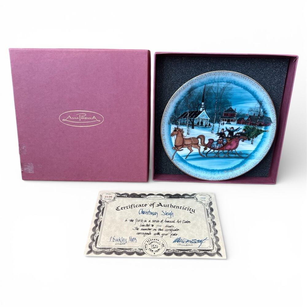 Anna Perenna “Christmas Sleigh” P Buckley Moss Porcelain Plate Germany COA 2126